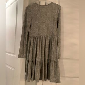 Long sleeve grey babydoll dress